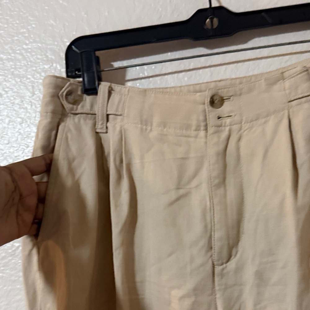 Madewell linen Harlow wide leg linen Lagenlook Beige Pants Sz 10 P - Picture 4 of 13